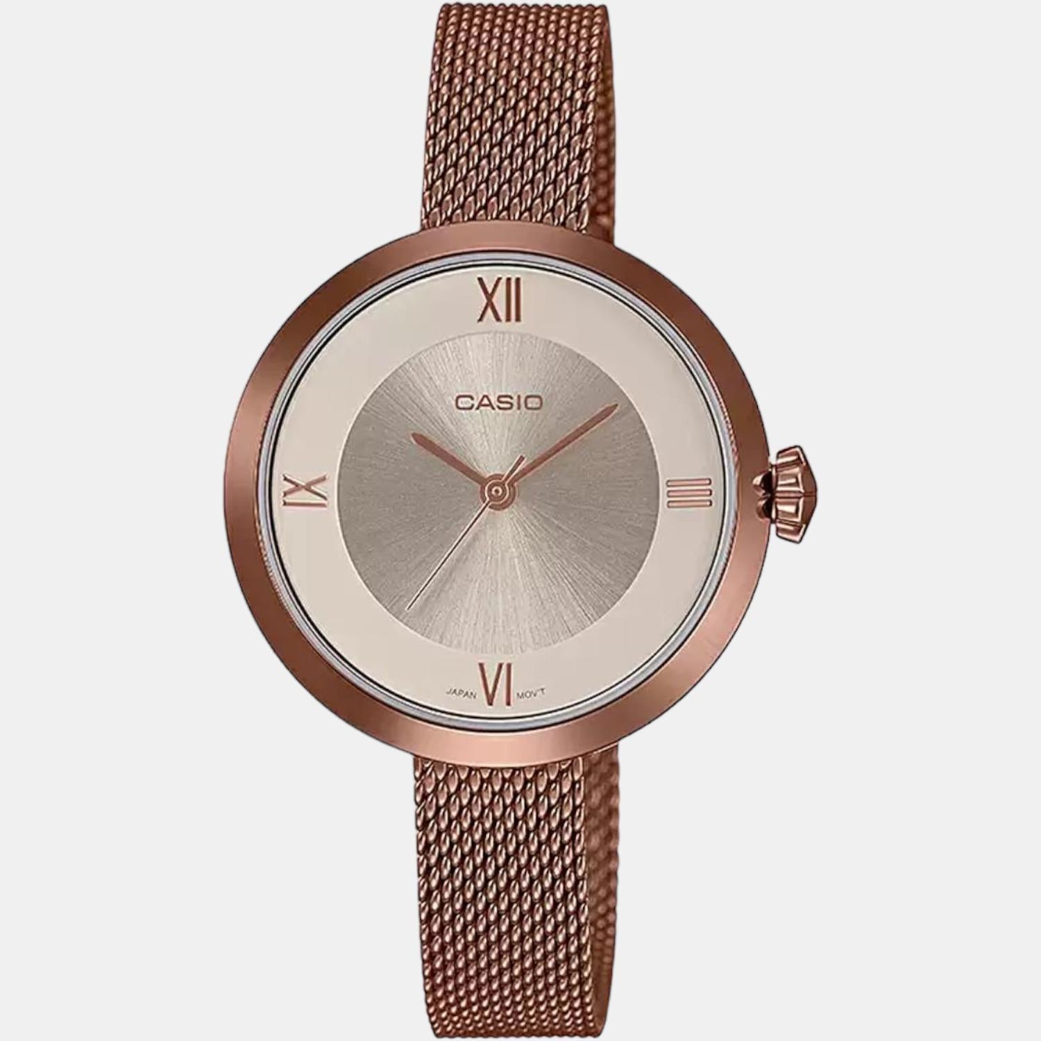 Enticer Women Quartz Rose Gold Dial Analog Mesh Watch A1854