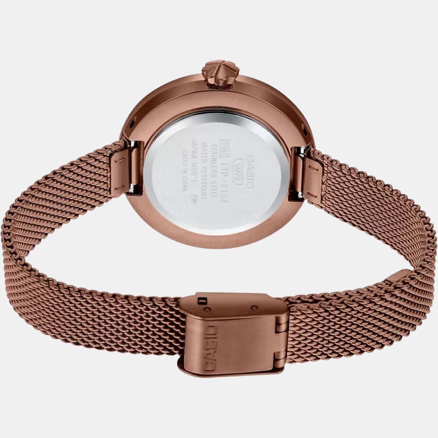 Enticer Women Quartz Rose Gold Dial Analog Mesh Watch A1854