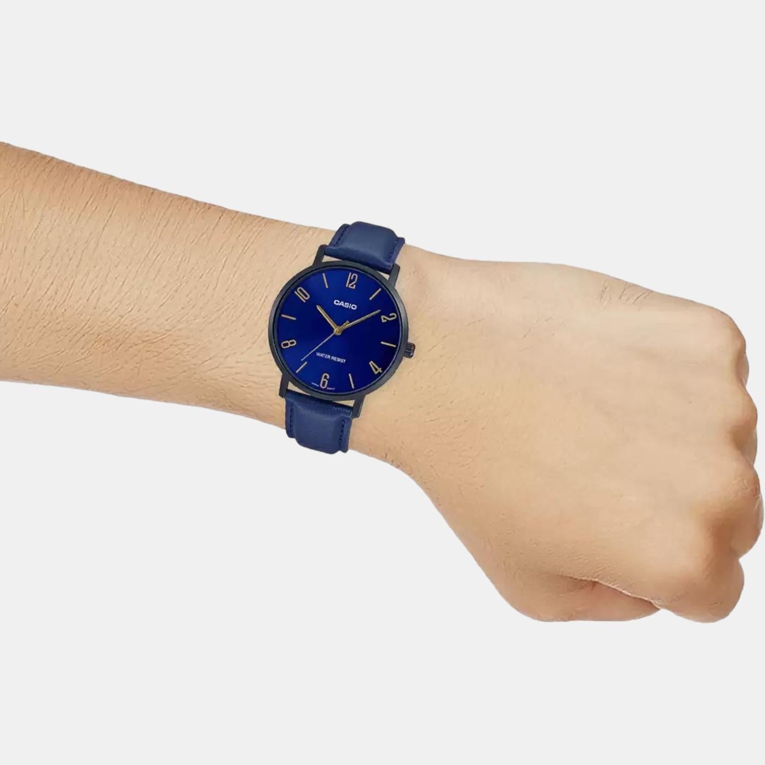 Enticer Men Quartz Blue Dial Analog Leather Watch A1977