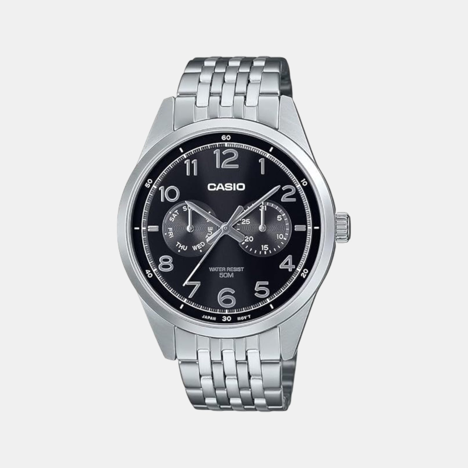 Enticer Men Quartz Black Dial Multi-Function Stainless Steel Watch A2330