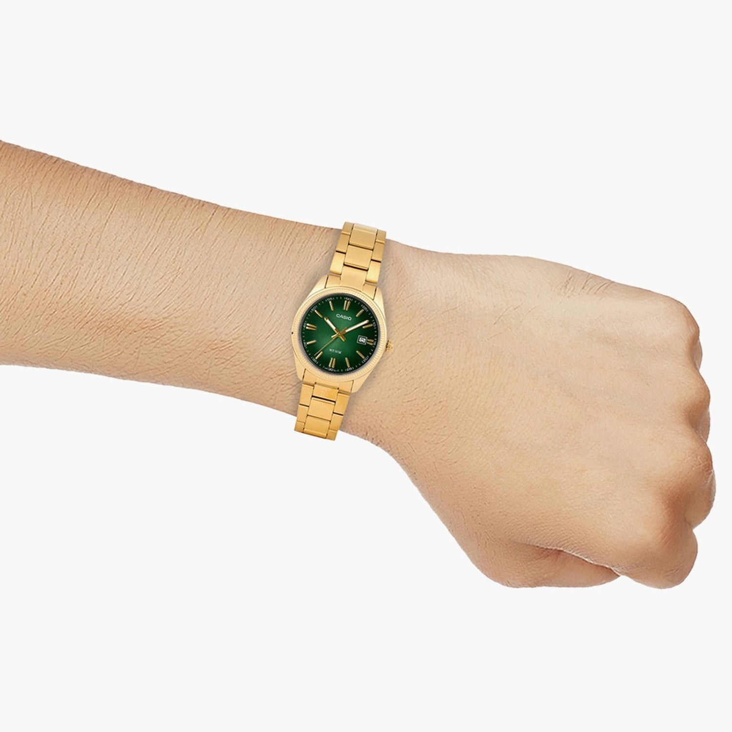 Enticer Men Quartz Green Dial Analog Stainless Steel Watch A2374
