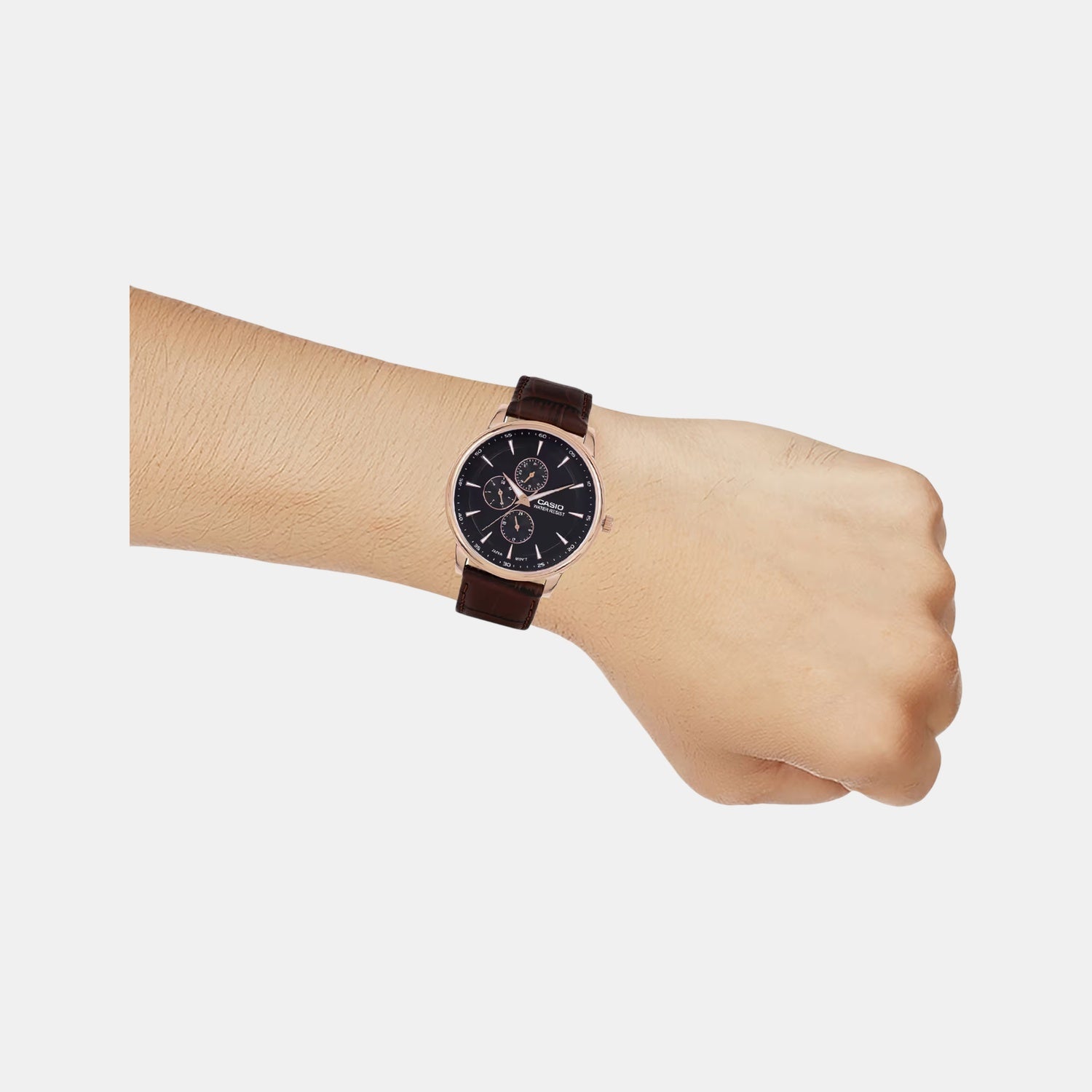 Enticer Men Quartz Black Dial Analog Leather Watch A2460