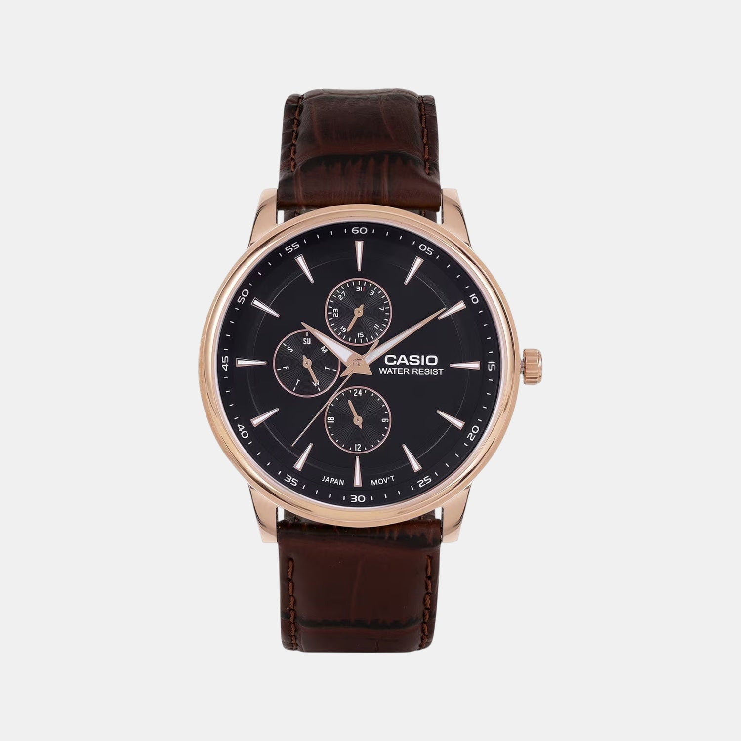 Enticer Men Quartz Black Dial Analog Leather Watch A2460