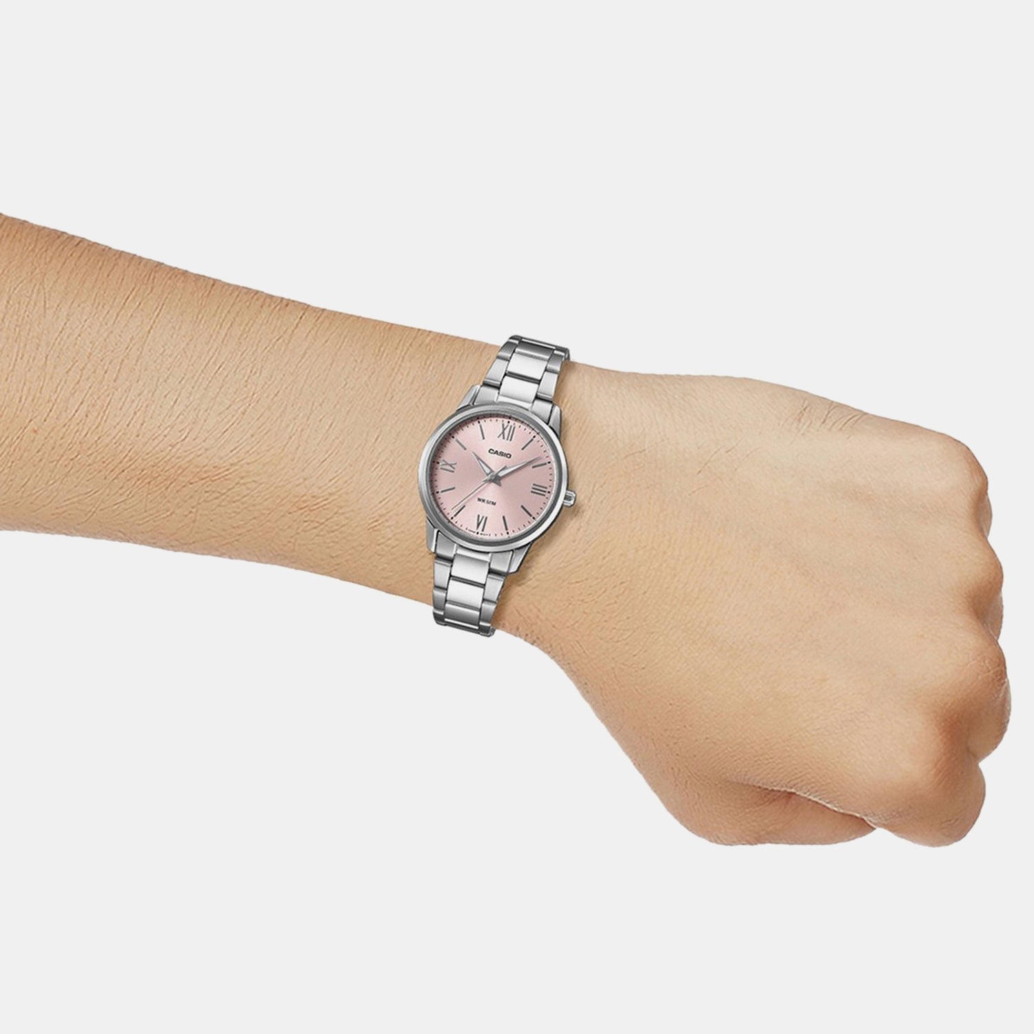 Enticer Women Quartz Pink Dial Analog Stainless Steel Watch A2477