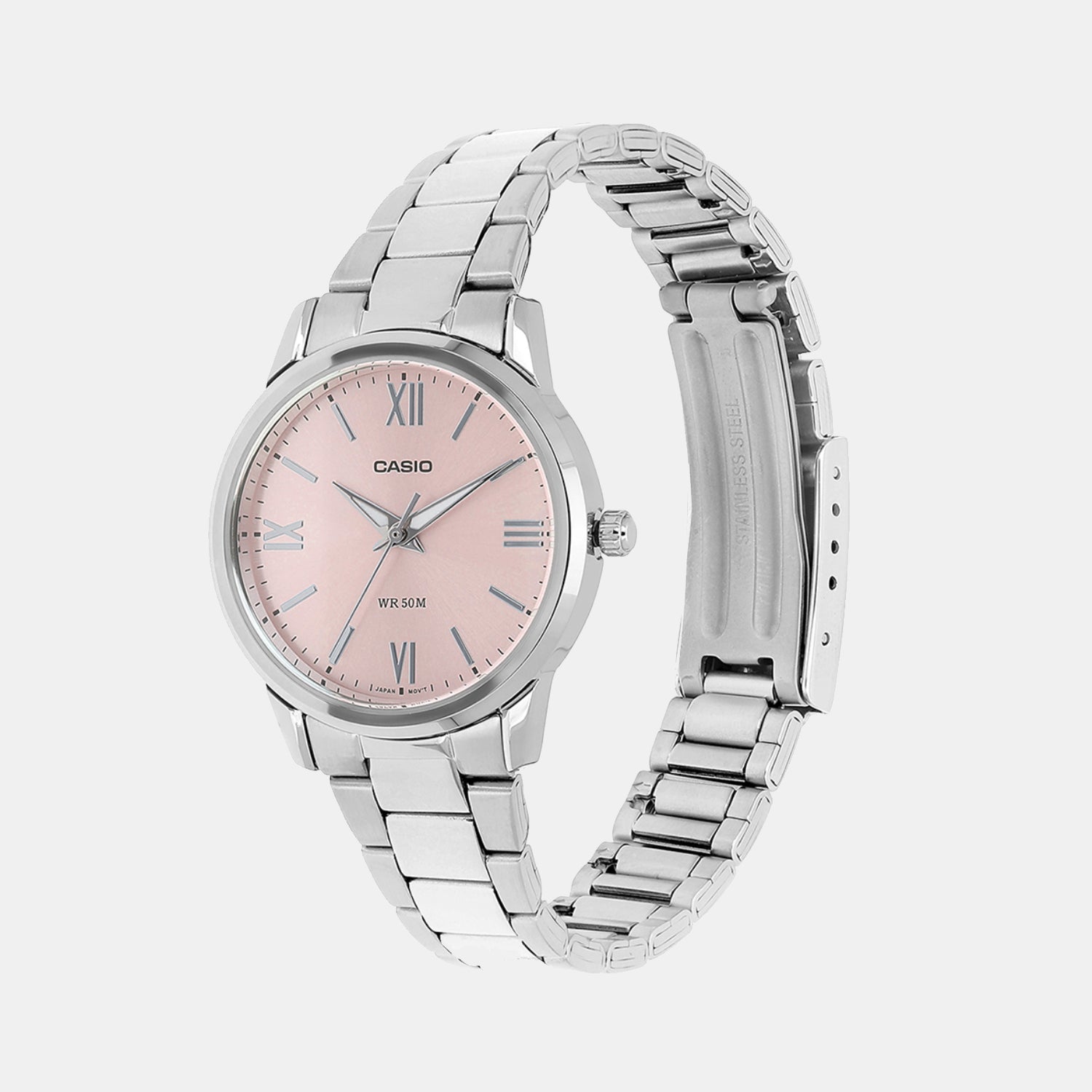Enticer Women Quartz Pink Dial Analog Stainless Steel Watch A2477