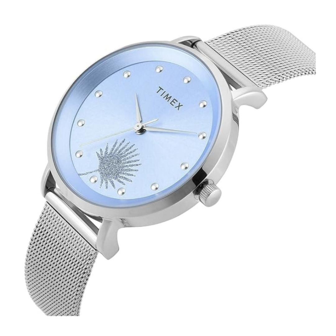 Timex TWEL12922 | Trendline Women Quartz Blue Dial Analog Mesh Watch.