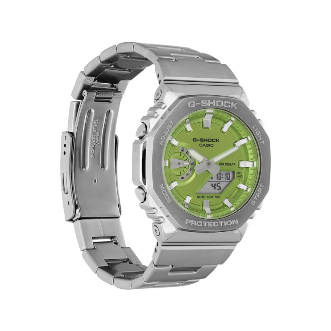 Casio GM-2110D-3ADR G1611 | G-Shock Men Quartz Green Dial Analog-Digital Stainless Steel Watch