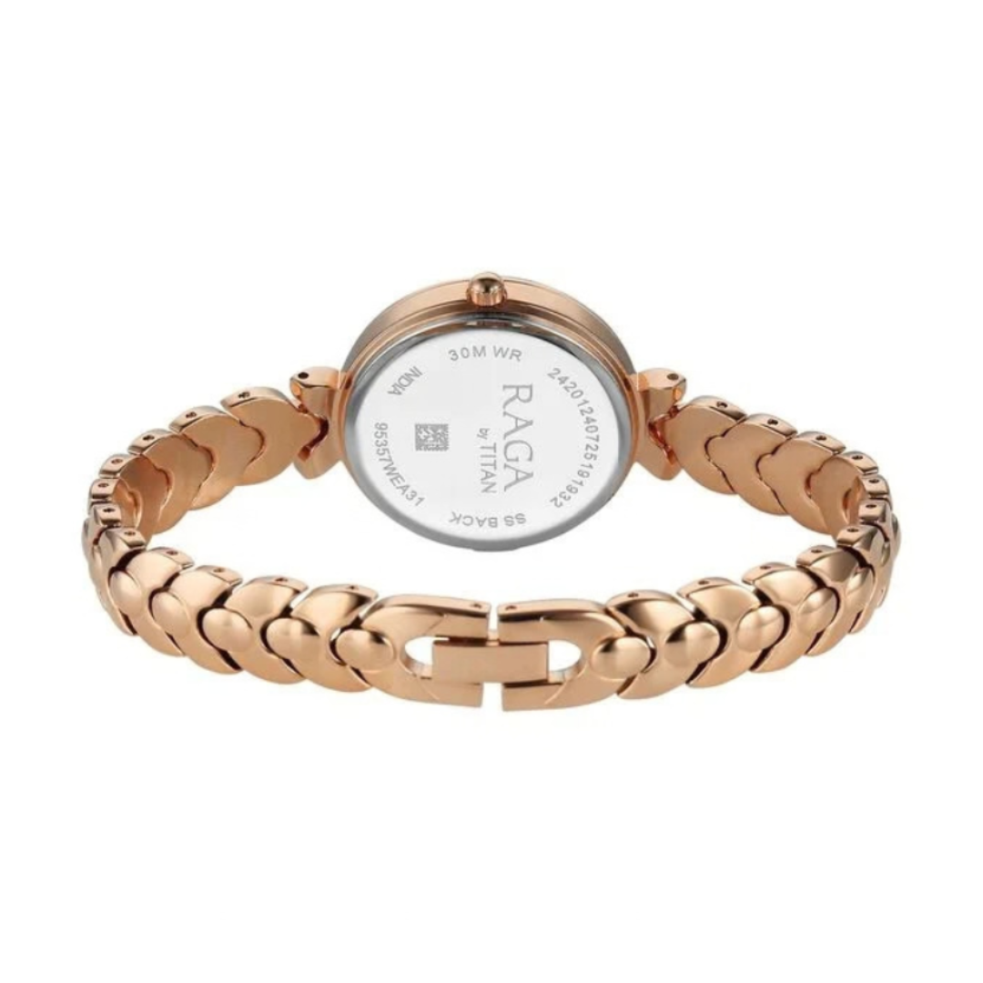 Titan 95357WM01 | Titan Raga Showstopper Quartz Analog Rose Gold Dial Rose Gold Metal Strap Watch For Women
