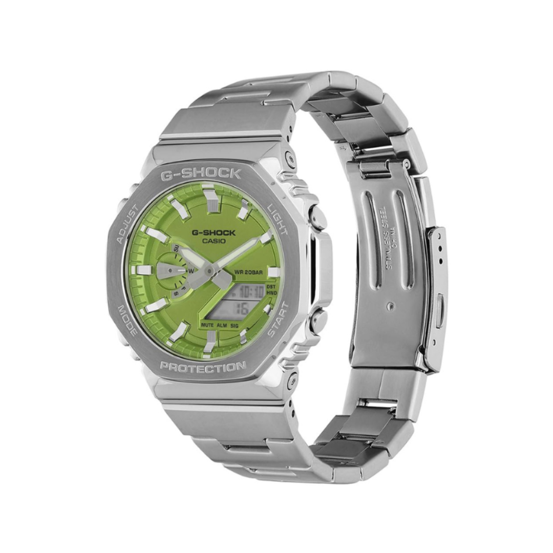 Casio GM-2110D-3ADR G1611 | G-Shock Men Quartz Green Dial Analog-Digital Stainless Steel Watch