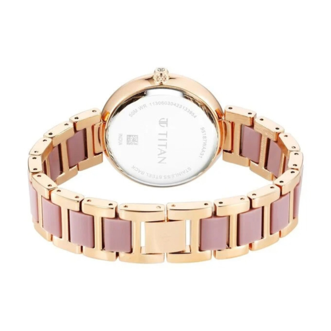 Titan 95187KD02 | Titan Purple Acetate Quartz Multifunction Mother of Pearl Dial Two Toned Metal With Plastic Strap Watch For Women