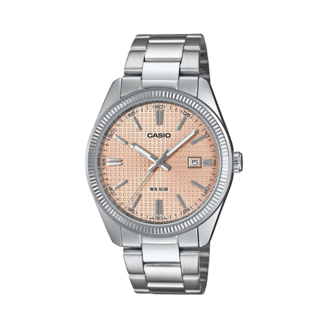Casio MTP-1302PE-4AVEF A2395 | Enticer Men Quartz Pink Dial Analog Stainless Steel Watch