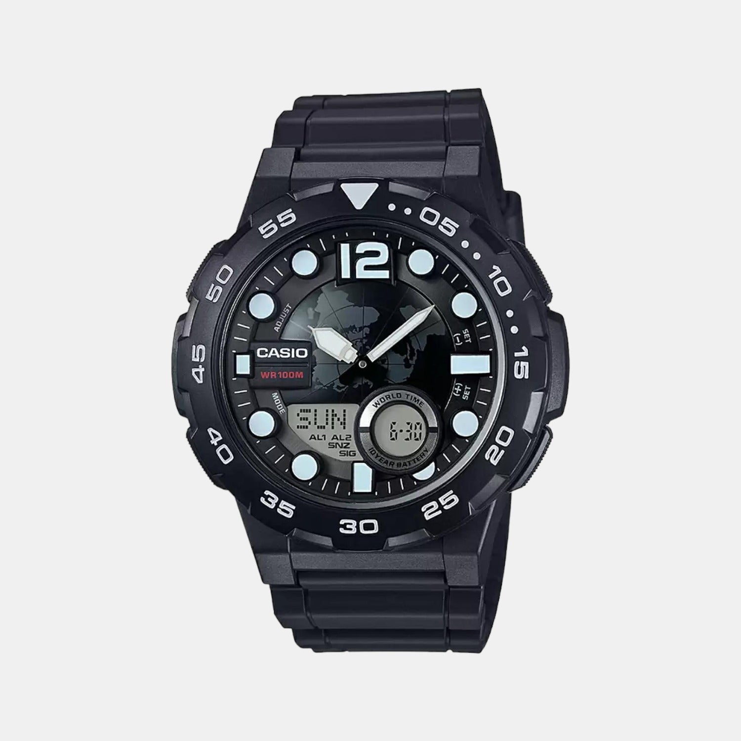 Youth Men Quartz Black Dial Analog-Digital Resin Watch AD204