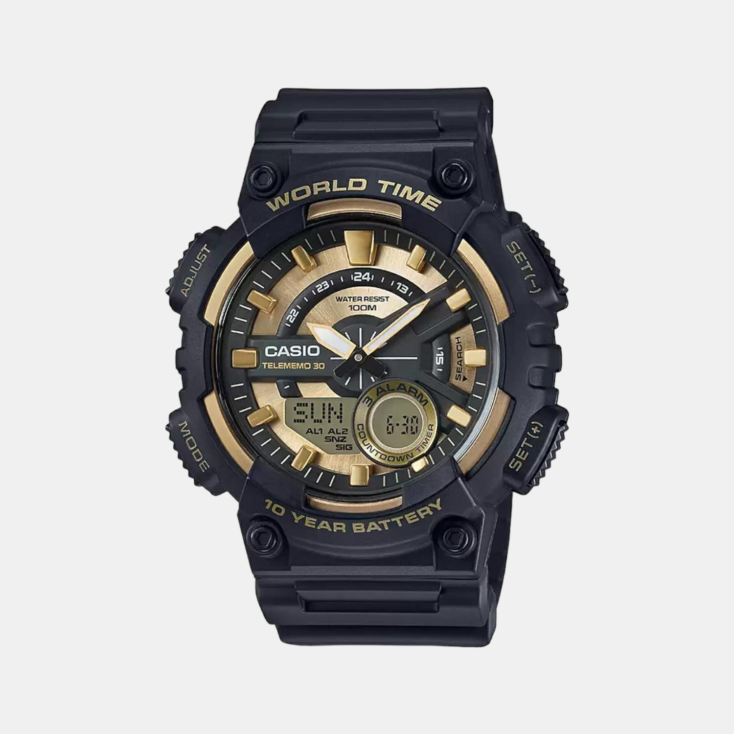Youth Men Quartz Gold Dial Analog-Digital Resin Watch AD206