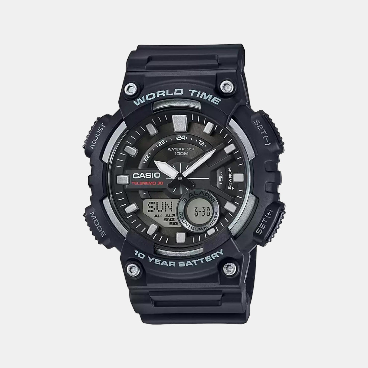 Youth Men Quartz Black Dial Analog-Digital Silicone Watch AD207