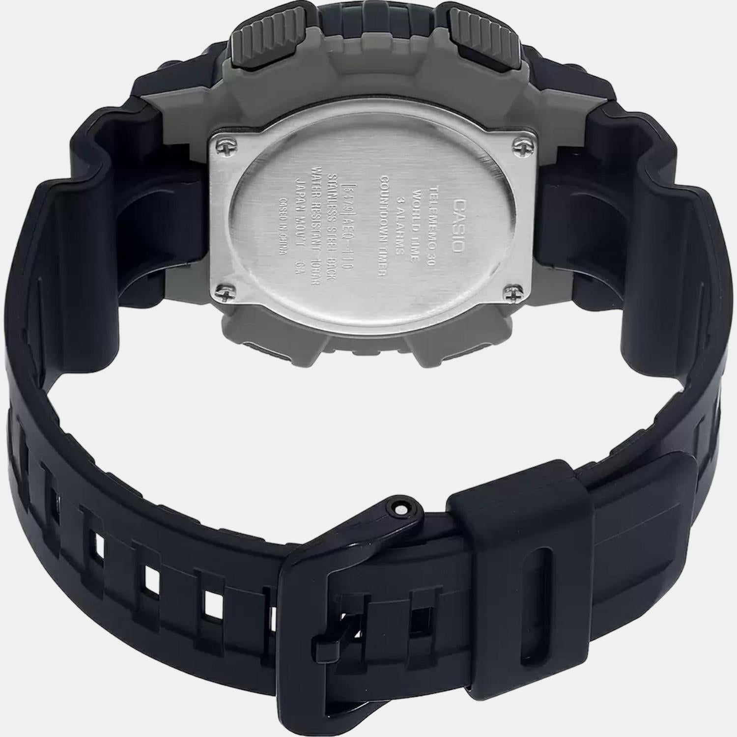Youth Men Quartz Black Dial Analog-Digital Silicone Watch AD207