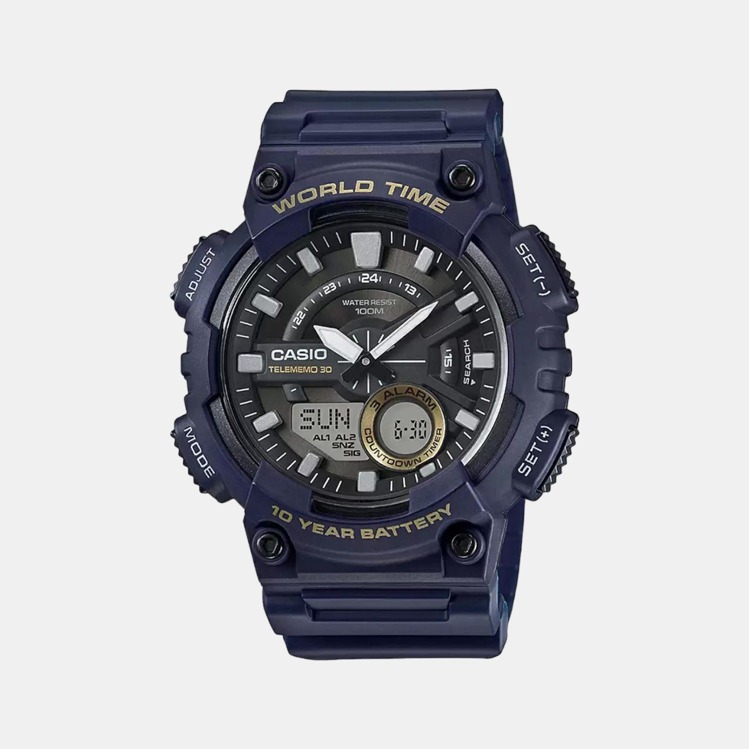 Youth Men Quartz Black Dial Analog-Digital Resin Watch AD208