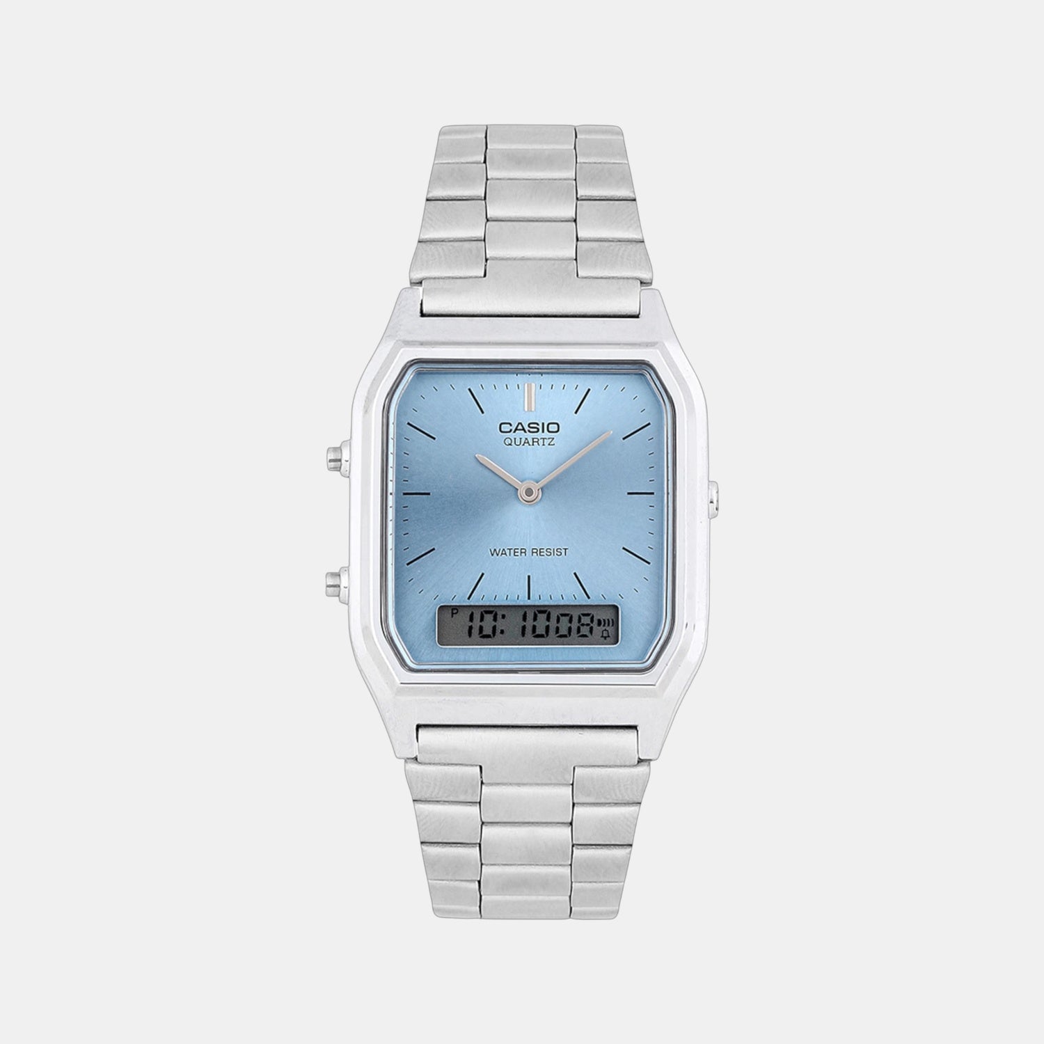 Vintage Unisex Quartz Blue Dial Analog-Digital Stainless Steel Watch AD270