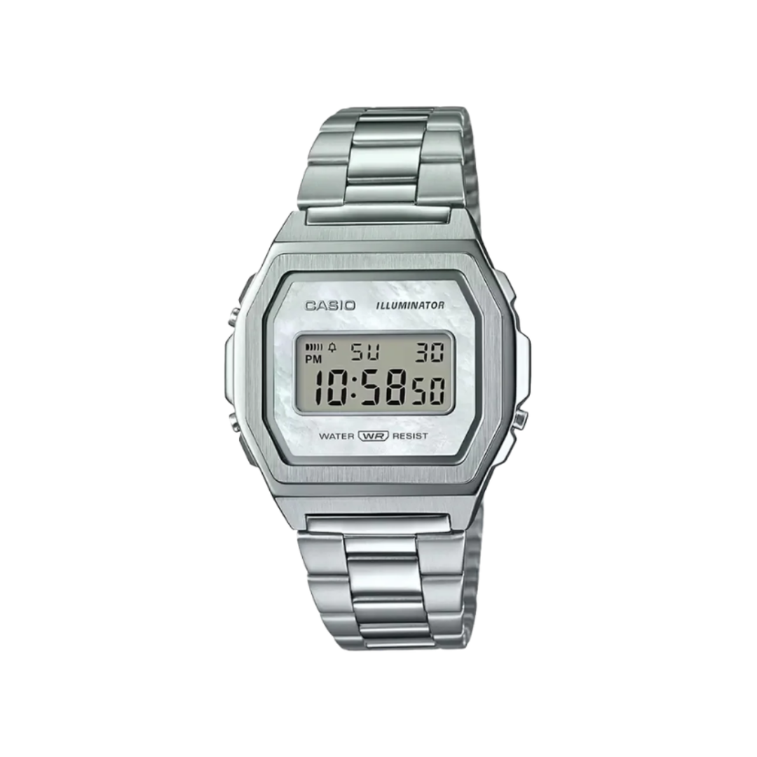 Casio A1000D-7EF D193 | Vintage Unisex Quartz Silver Dial Digital Stainless Steel Watch