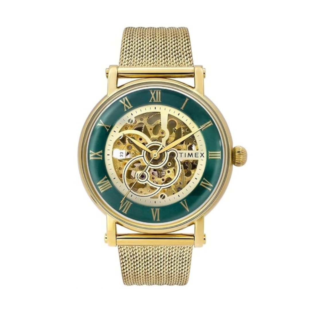 Timex TWEG16721 | Signio Men Automatic Green Dial Analog Mesh Watch.