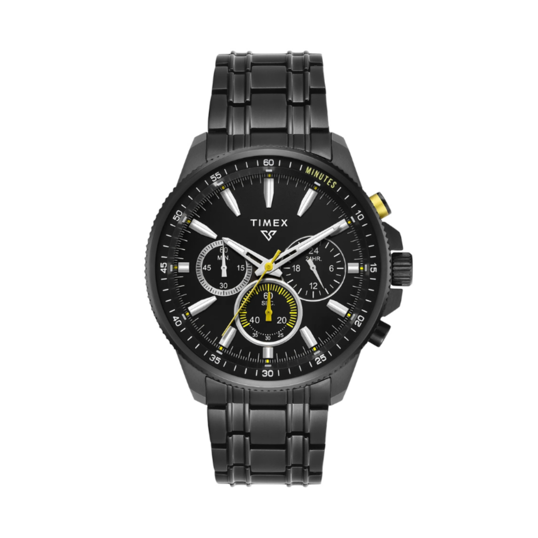 Timex TWEG35003 | Timex Vector Round 46mm Black Dial Analog Men Watch.