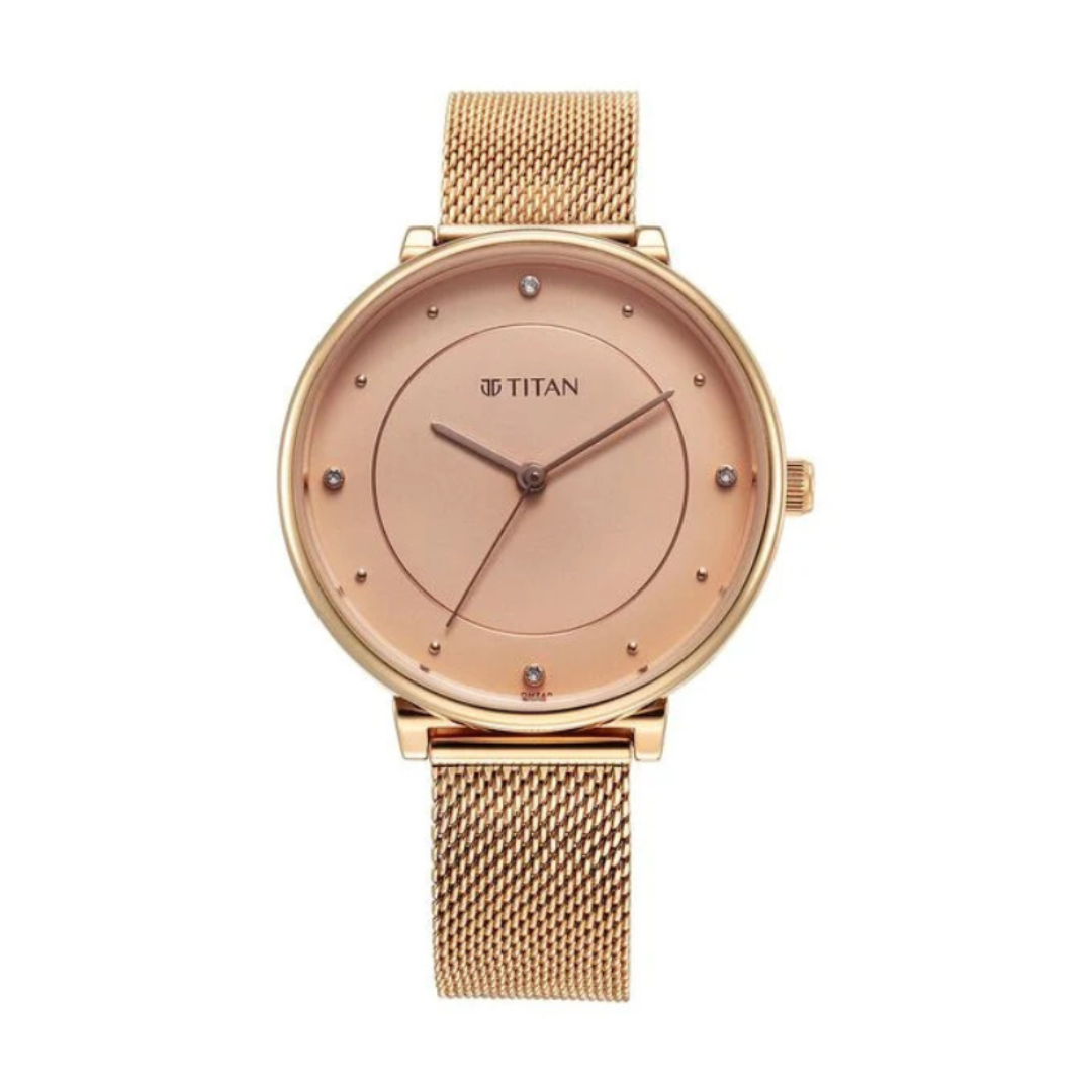 Titan 2673WM04 | Titan Purple Stackables Quartz Analog Pink Dial Stainless Steel Strap Watch for Women