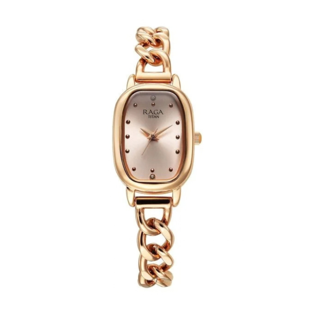 Titan 95309WM01 | Titan Raga Showstopper Quartz Analog Rose Gold Dial Metal Strap Watch For Women
