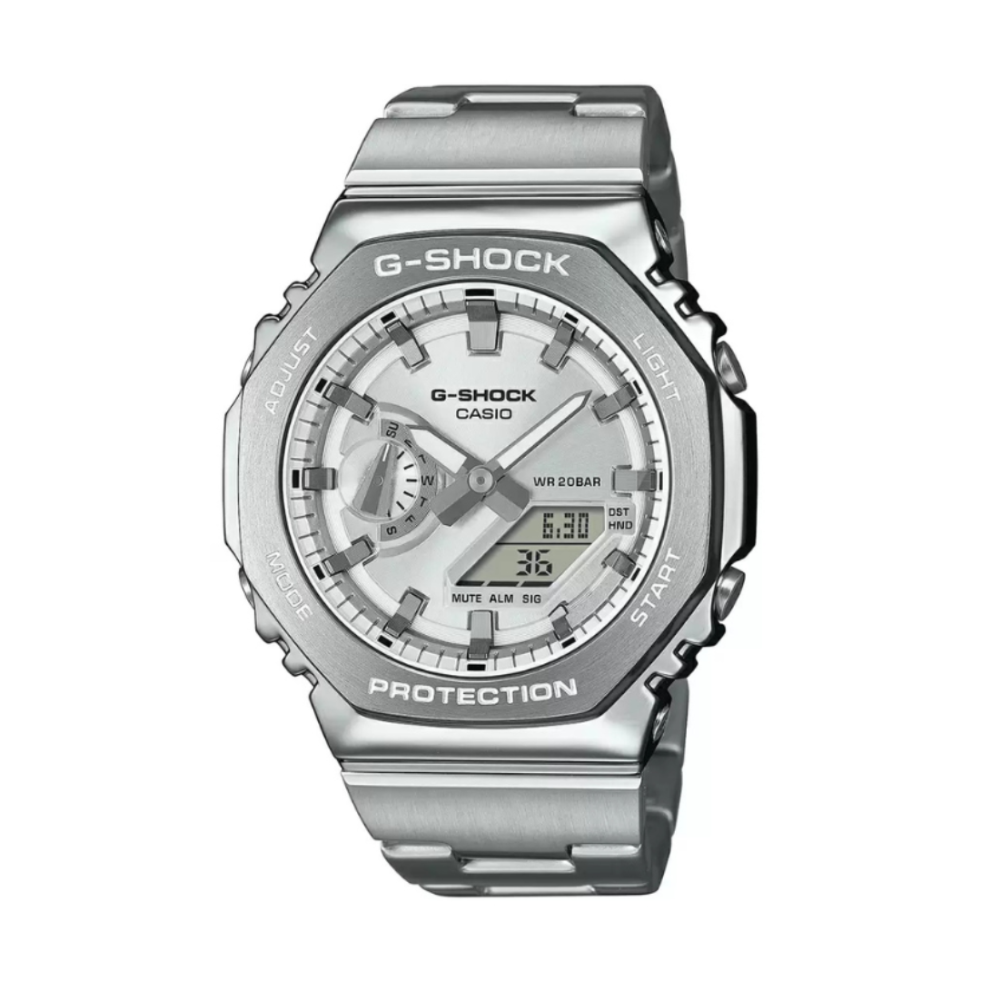 Casio GM-2110D-7ADR G1612 | G-Shock Men Quartz Silver Dial Analog-Digital Stainless Steel Watch