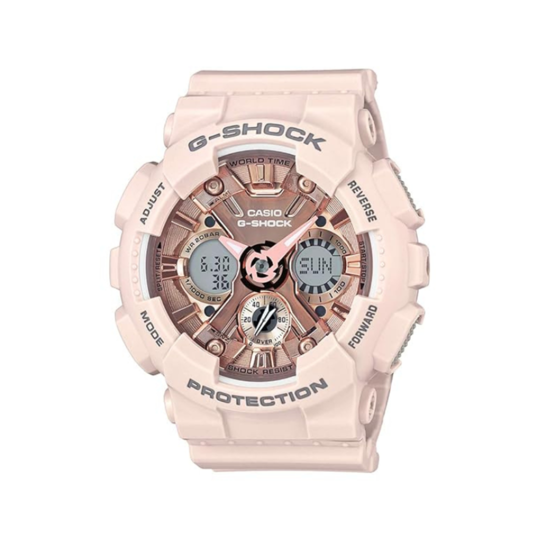Casio GMA-S120MF-4ADR G732 | G-Shock Women Quartz Rose Gold Dial Analog-Digital Resin Watch