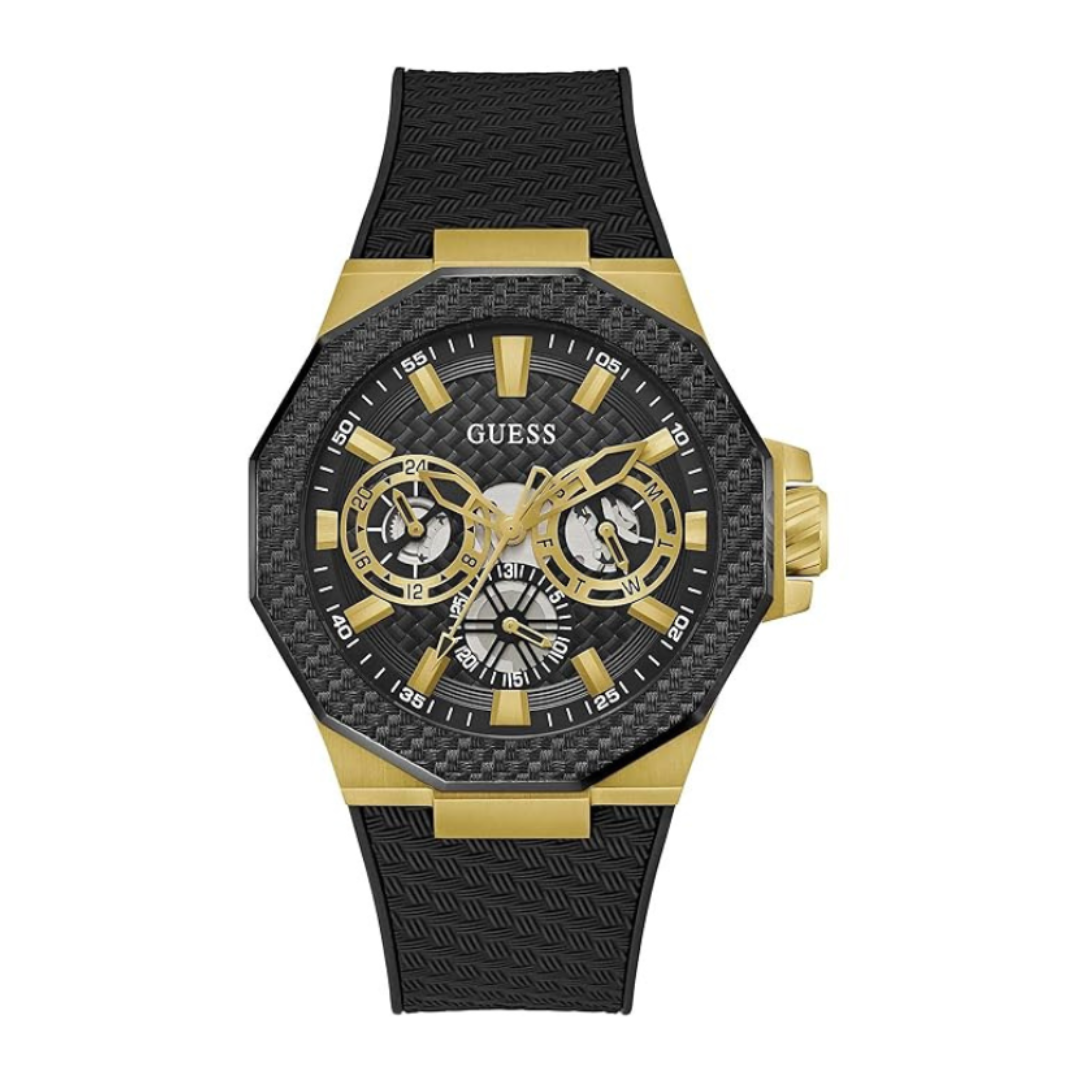 Guess GW0853G2 | Sport 45 mm Black Dial Silicone Analogue Wrist Watch for Men