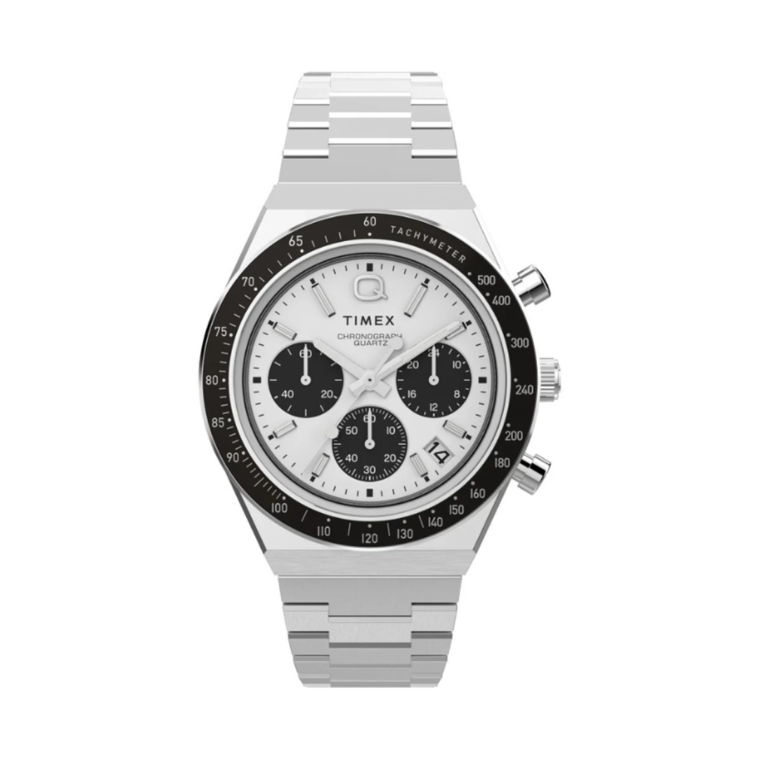 Timex TW2W53300UJ | Q Timex Men Quartz White Dial Chronograph Stainless Steel Watch
