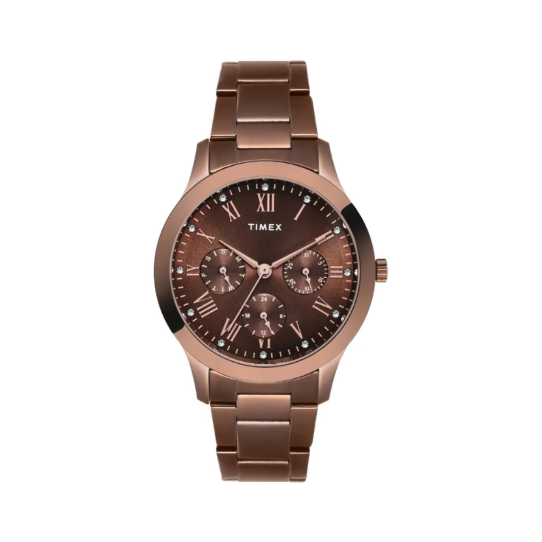 Timex TW000Q820 | Timex Women Brown Round Multifunction Dial Watch