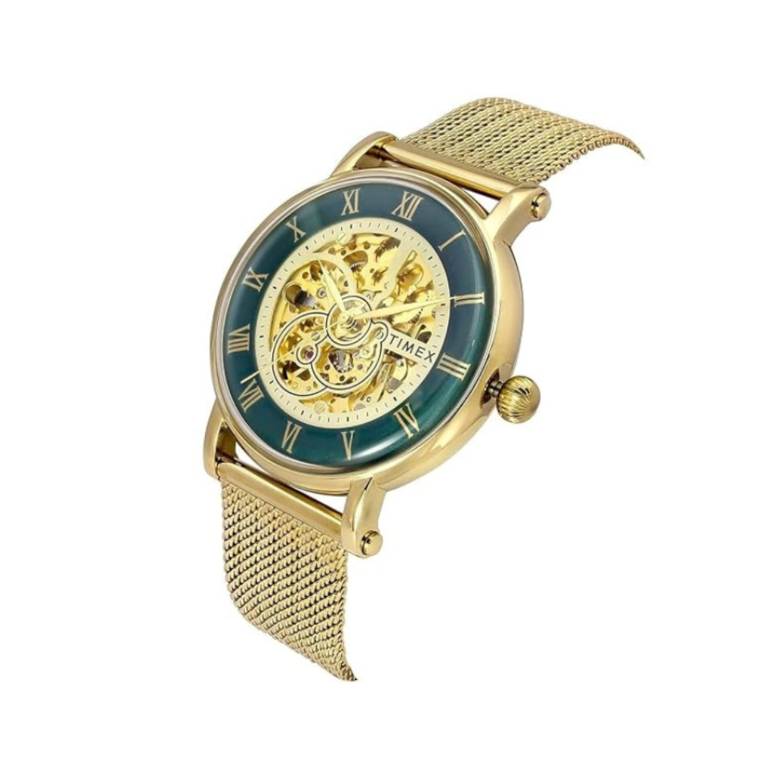 Timex TWEG16721 | Signio Men Automatic Green Dial Analog Mesh Watch.