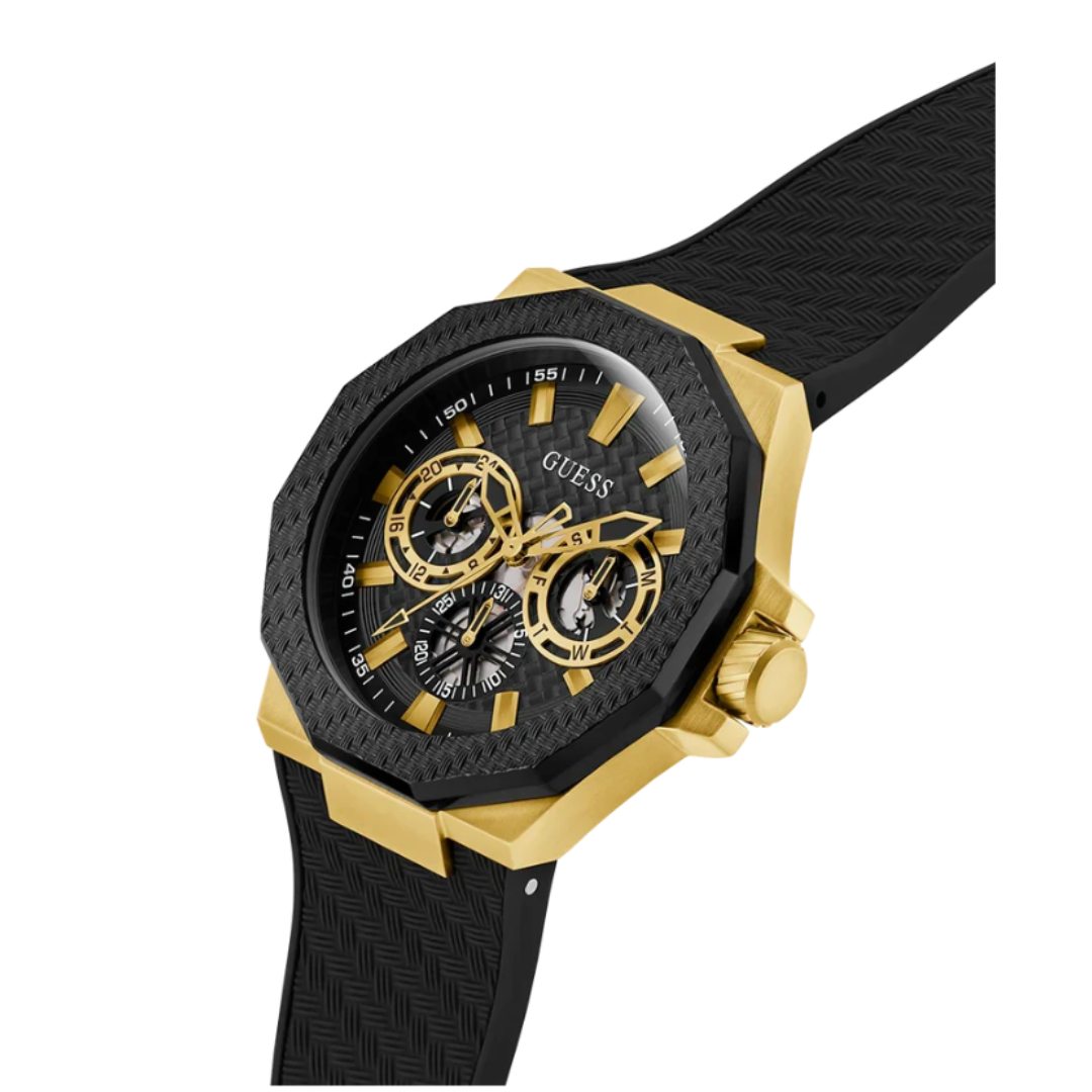 Guess GW0853G2 | Sport 45 mm Black Dial Silicone Analogue Wrist Watch for Men