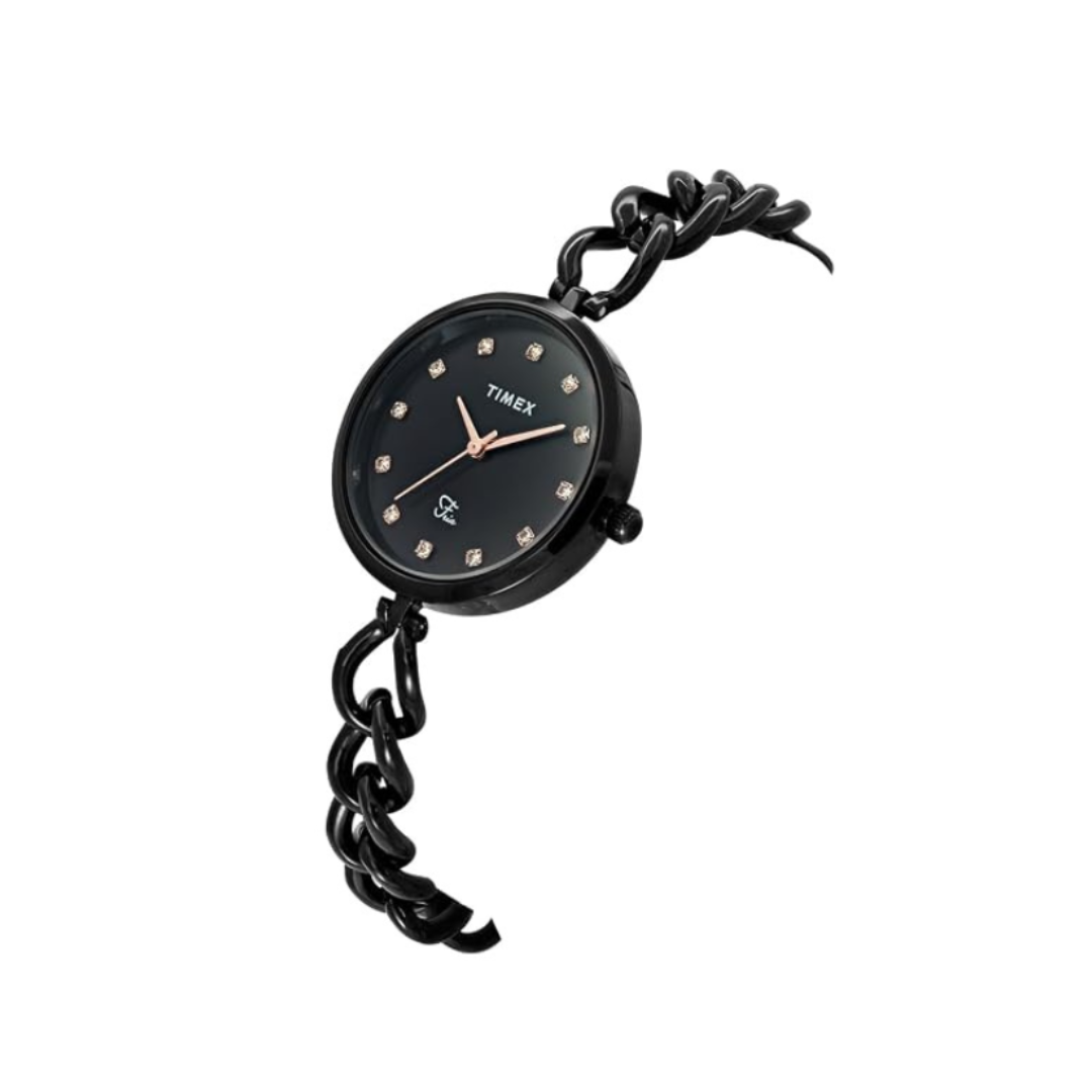 Timex TWEL23804 | Fria Women Quartz Black Dial Analog Brass Watch.