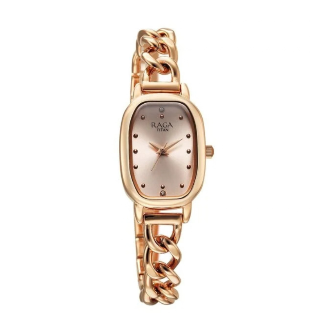 Titan 95309WM01 | Titan Raga Showstopper Quartz Analog Rose Gold Dial Metal Strap Watch For Women