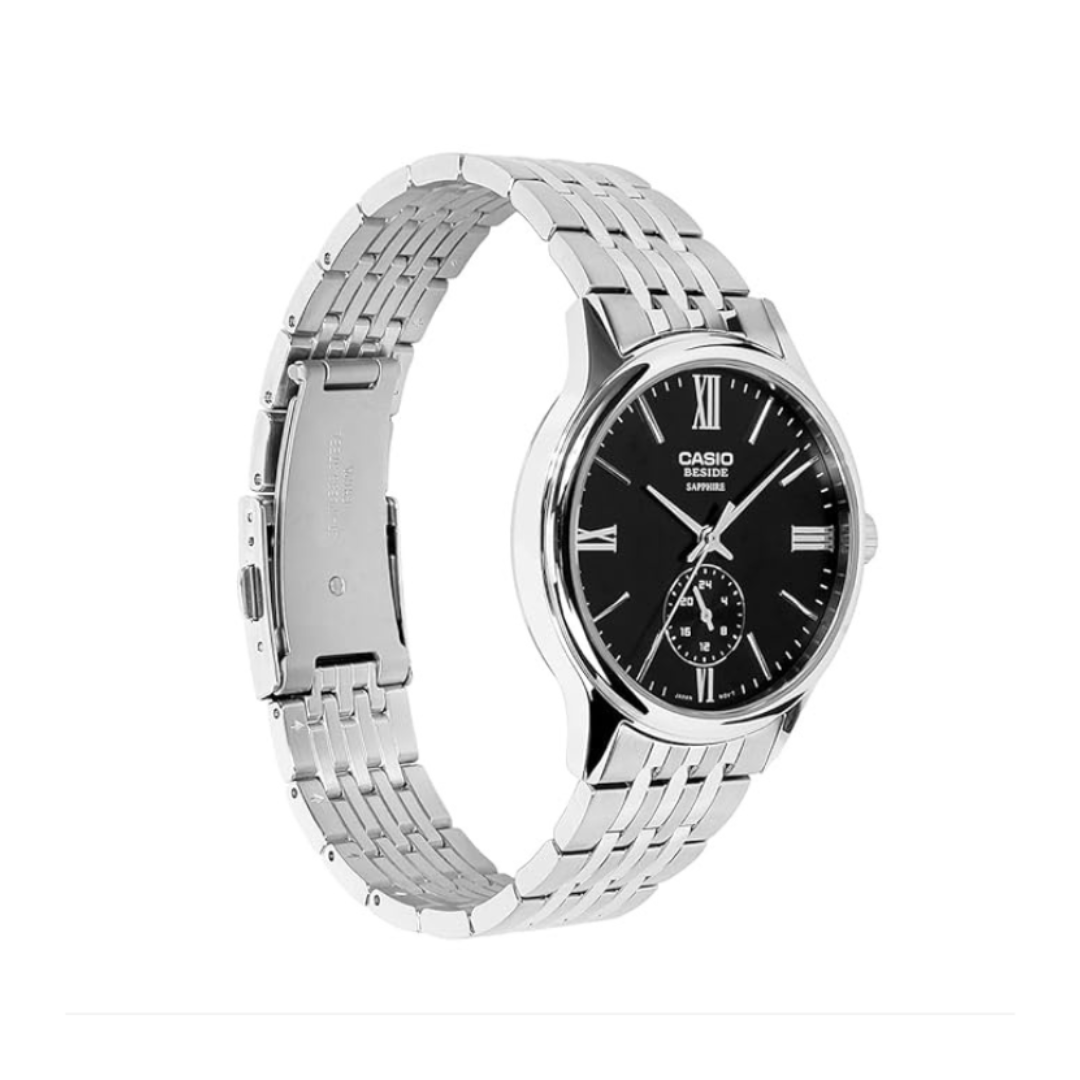 Casio BMS-100D-1AVDF A2535 | Enticer Men Quartz Black Dial Analog Stainless Steel Watch