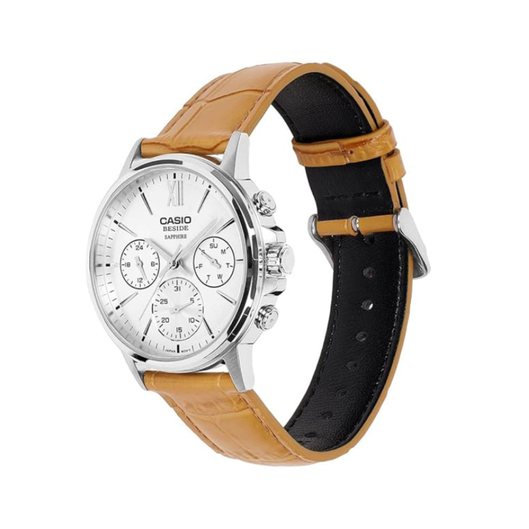 Casio BMS-300L-5AVDF A2545 | Men Quartz Cream Dial Analog Leather Watch