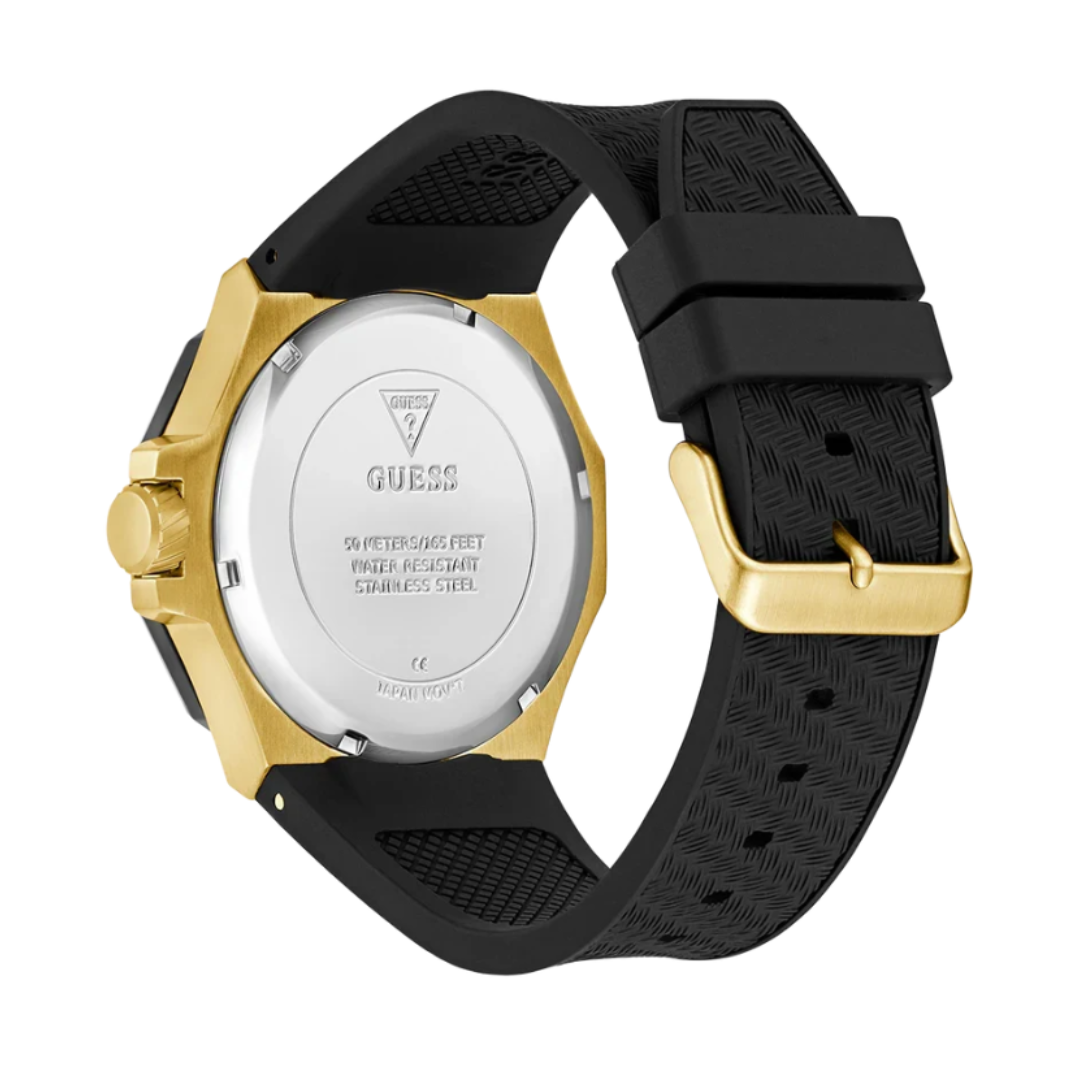 Guess GW0853G2 | Sport 45 mm Black Dial Silicone Analogue Wrist Watch for Men