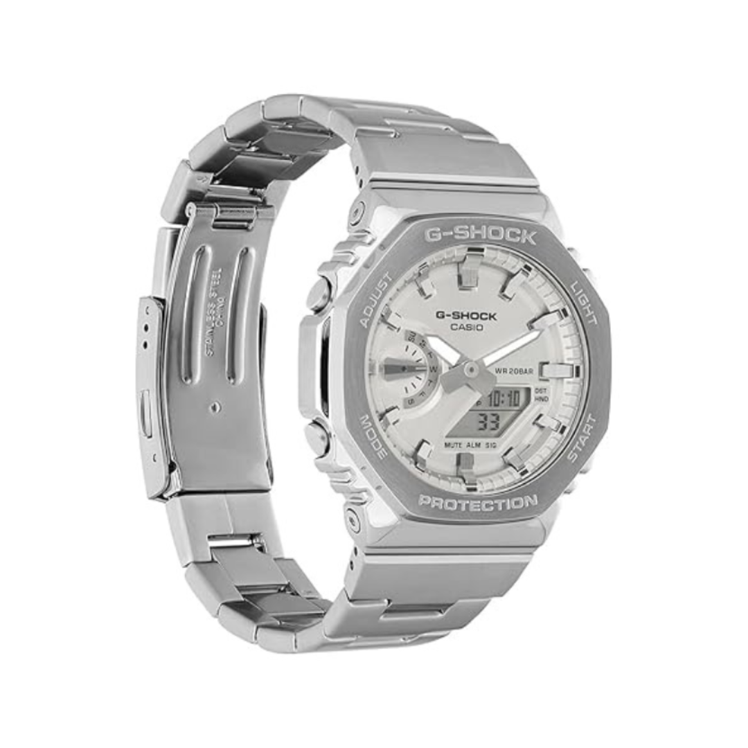 Casio GM-2110D-7ADR G1612 | G-Shock Men Quartz Silver Dial Analog-Digital Stainless Steel Watch