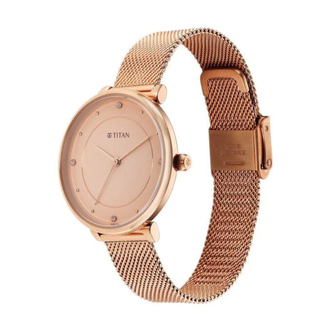Titan 2673WM04 | Titan Purple Stackables Quartz Analog Pink Dial Stainless Steel Strap Watch for Women