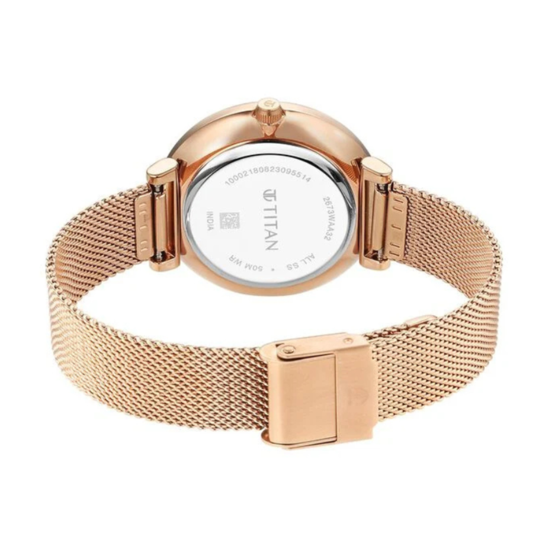 Titan 2673WM04 | Titan Purple Stackables Quartz Analog Pink Dial Stainless Steel Strap Watch for Women