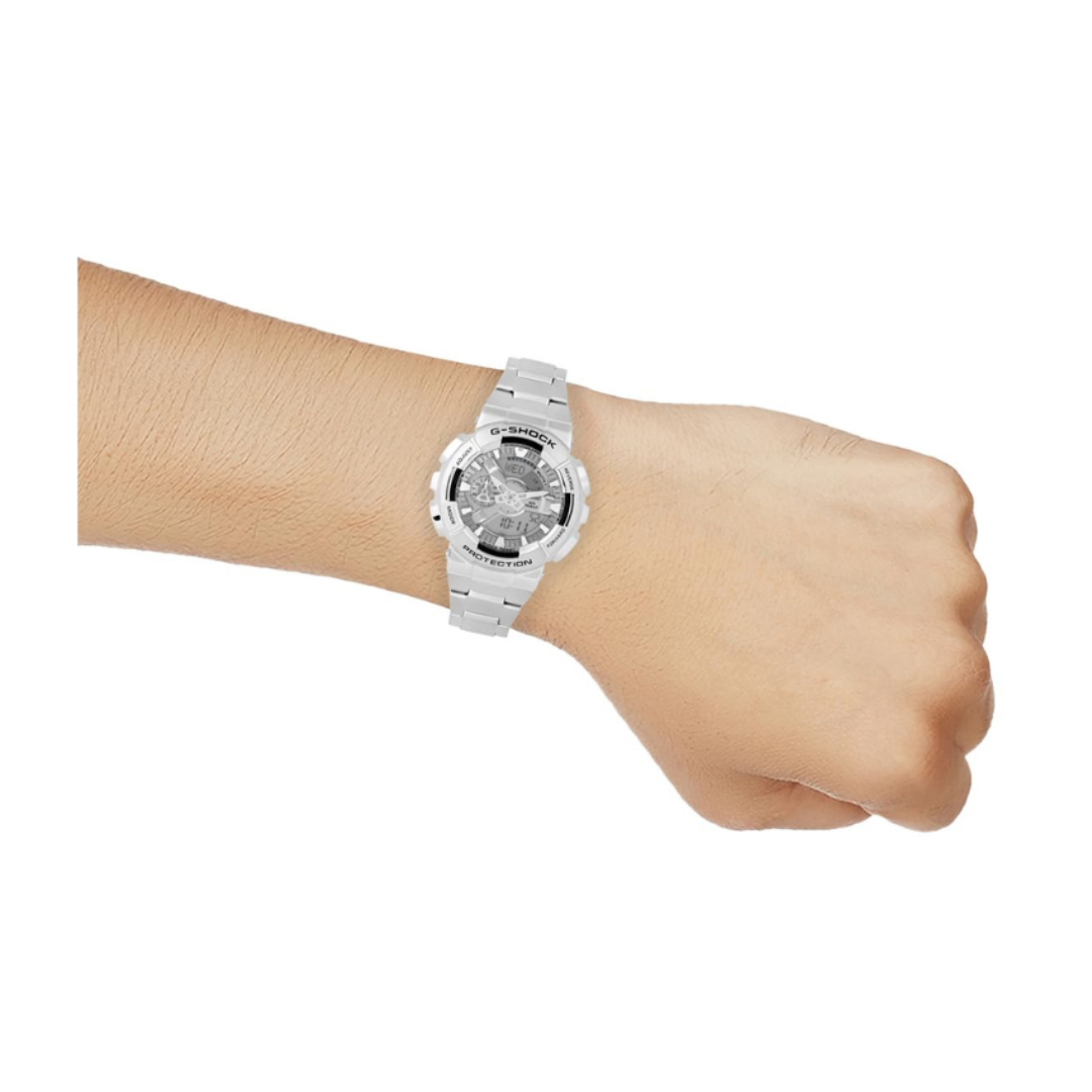 Casio GM-110D-8ADR G1687 | G-Shock Men Quartz Silver Dial Analog-Digital Stainless Steel Watch