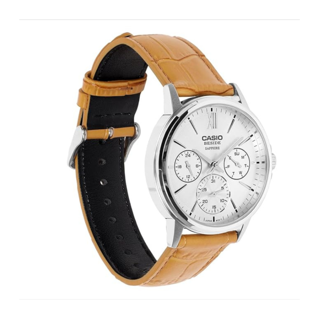 Casio BMS-300L-5AVDF A2545 | Men Quartz Cream Dial Analog Leather Watch