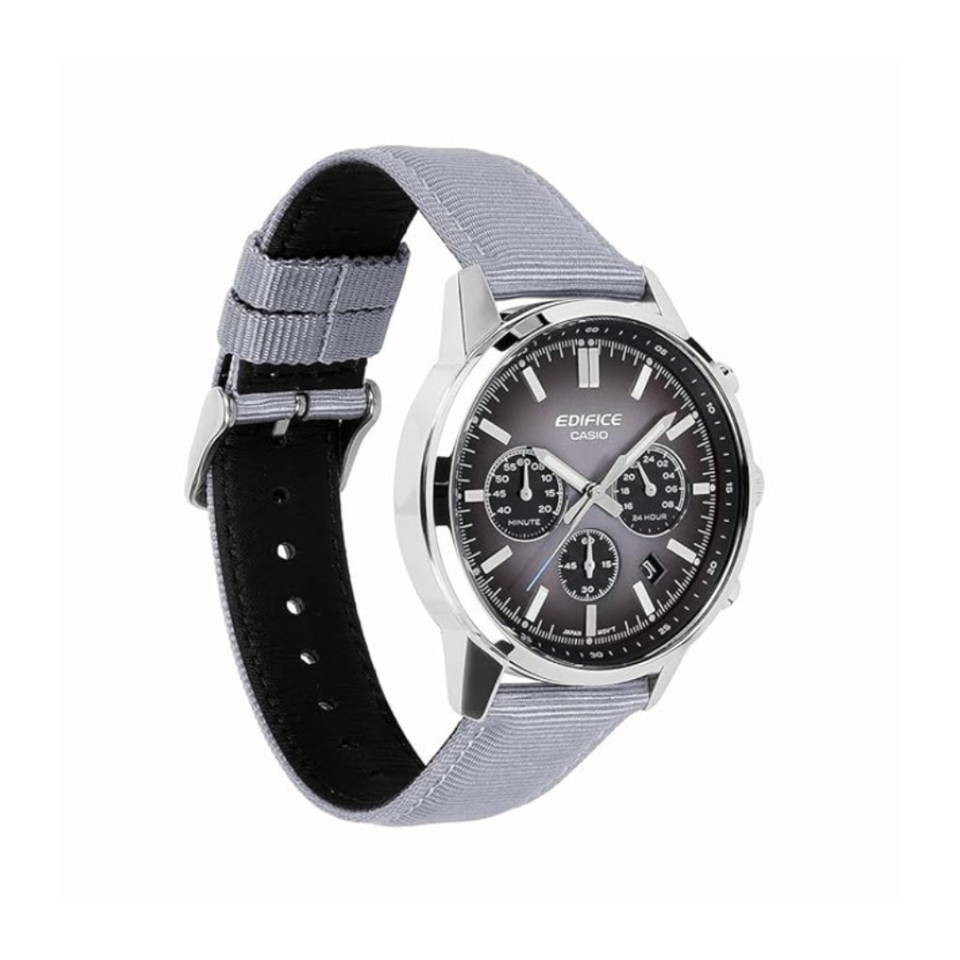 Casio ED694 | Edifice Men Quartz Grey Dial Chronograph Leather Watch EFR-575C-8A.