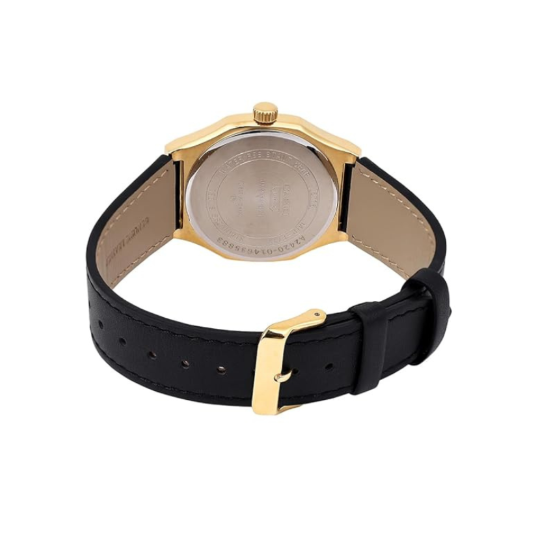 Casio MTP-E735GL-1AVDF A2420 | Enticer Men Quartz Black Dial Analog Leather Watch