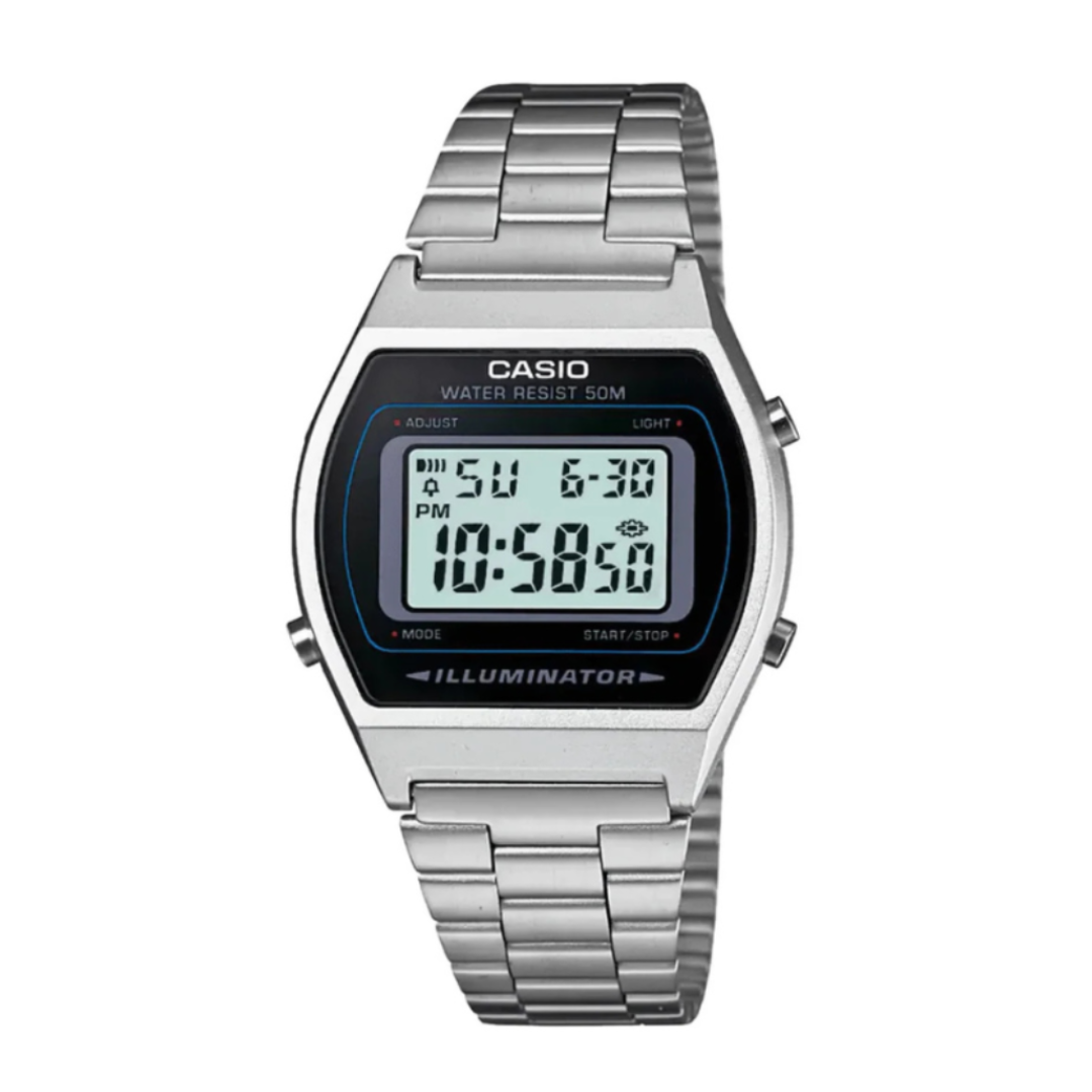 Casio B640WD-1AVDF D129 | Vintage Unisex Quartz Black Dial Digital Stainless Steel Watch