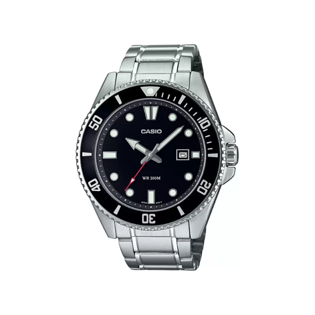 Casio MDV-107D-1A1VDF A2189 | Enticer Men Quartz Black Dial Analog Stainless Steel Watch