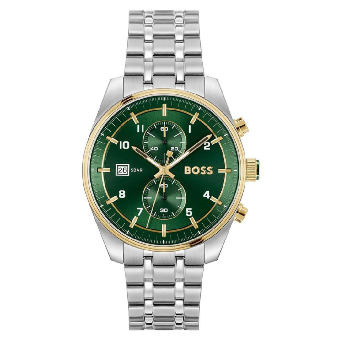 Boss 1514195 | Skytraveller Men Quartz Green Dial Chronograph Stainless Steel Watch