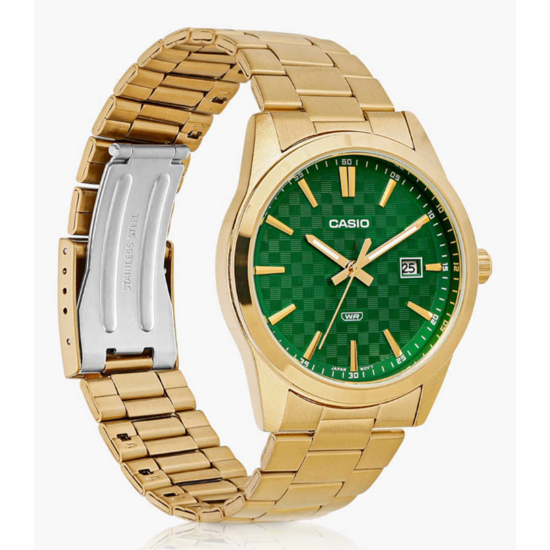 Casio MTP-VD03G-3AUDF A2246 | Enticer Men Quartz Green Dial Analog Stainless Steel Watch