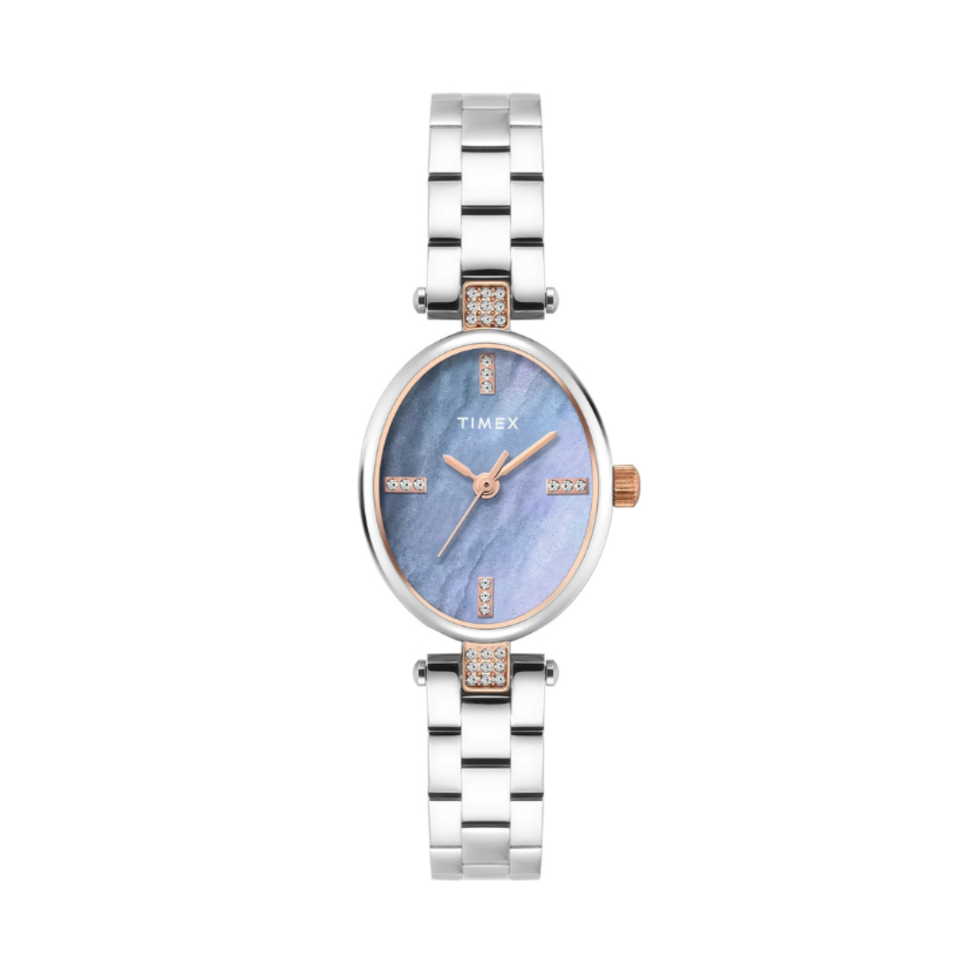 Timex TWEL27201 | Timex Oval 23mm Aqua Dial Analog Women Watch